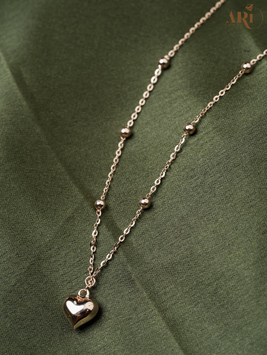 Love Heart Rosegold & Silver Chain Pendant (DI21.2)