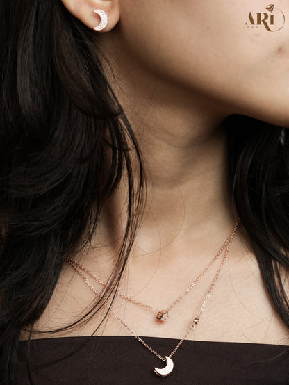 Moon Star Rosegold Chain Pendant (DI43.2)